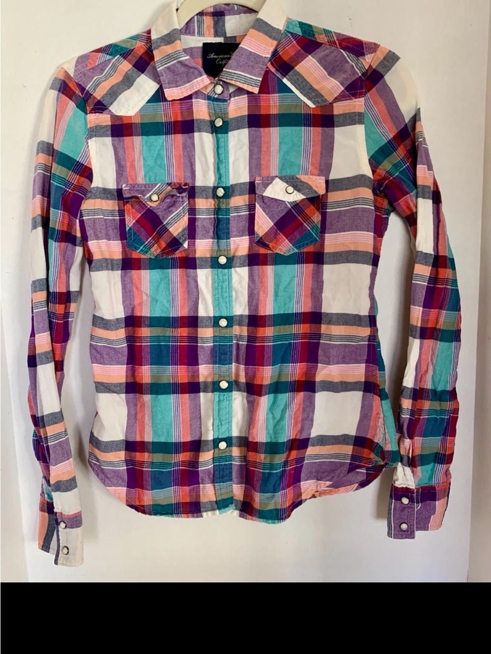 American Eagle Outfitters Multicolor Plaid Button-Down Shirt